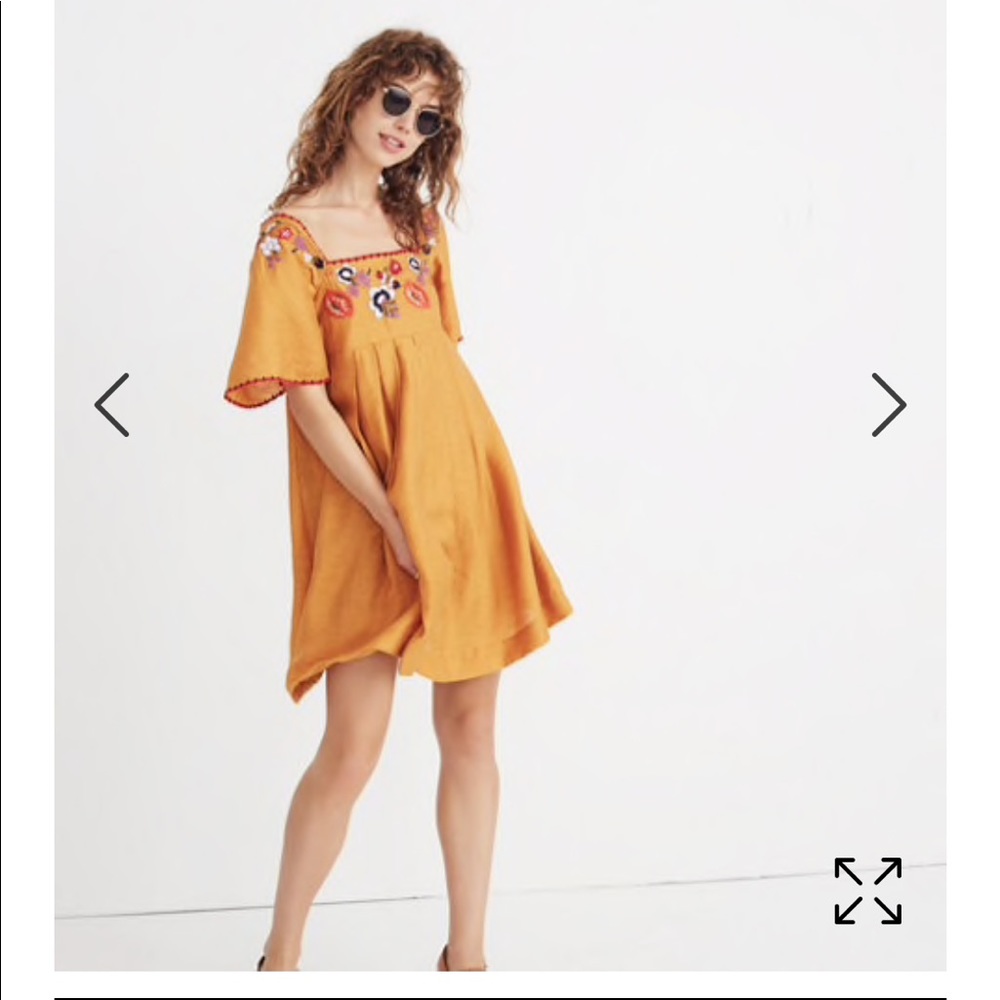 NWT Madewell Embroidered Square-Neck Mini Dress